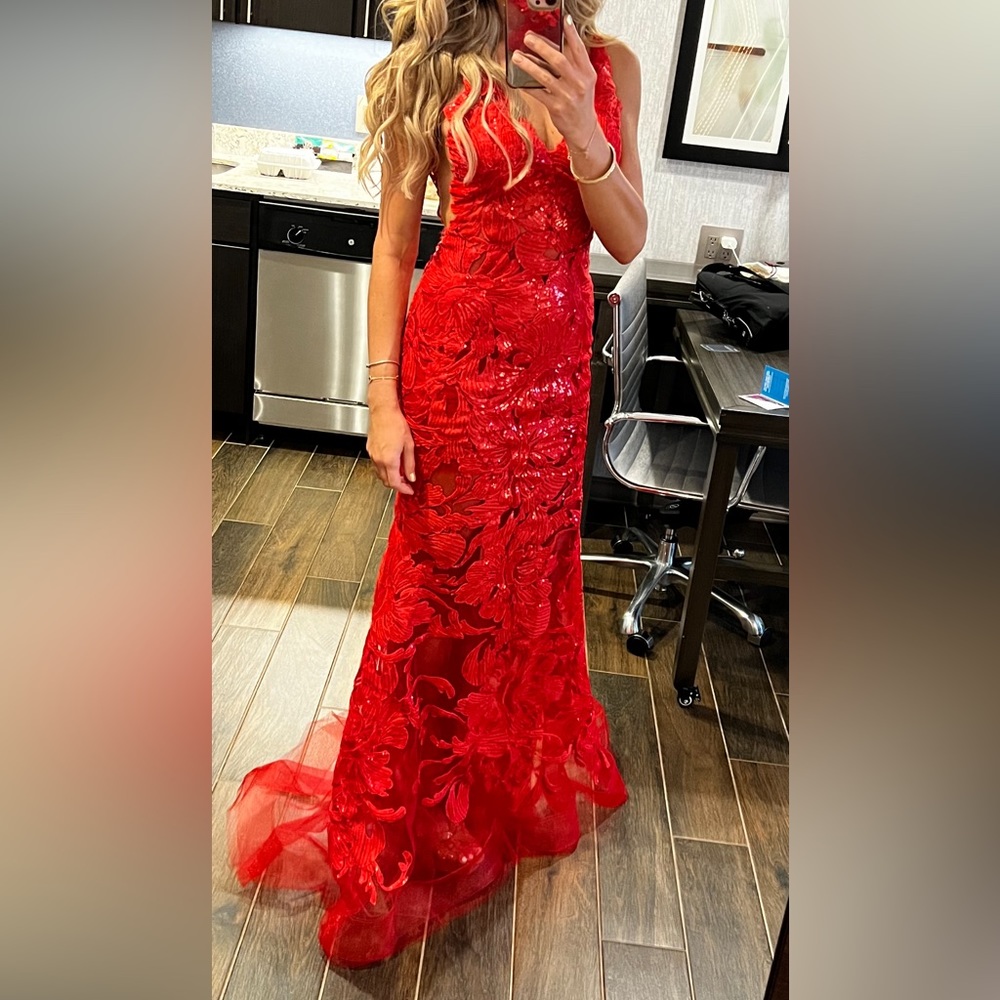 Jovani lace red dress with sequin
